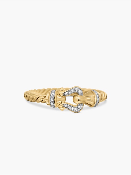 David Yurman Jewelry - David Yurman PETITE BUCKLE RING
18K Yellow Gold with Diamonds, 2mm, size 6